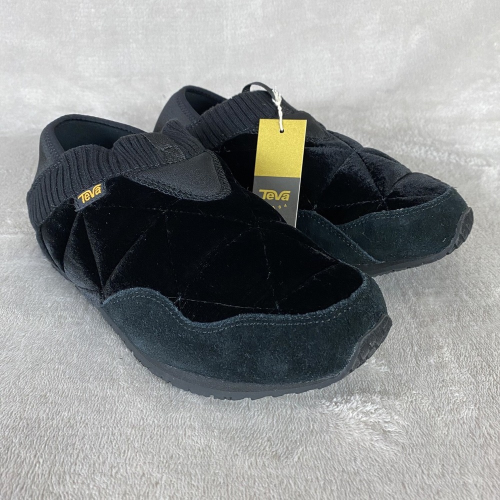 Teva Ember Moc Women's Slip On Slipper Shoes Size 10 Black Velvet Quilted NEW